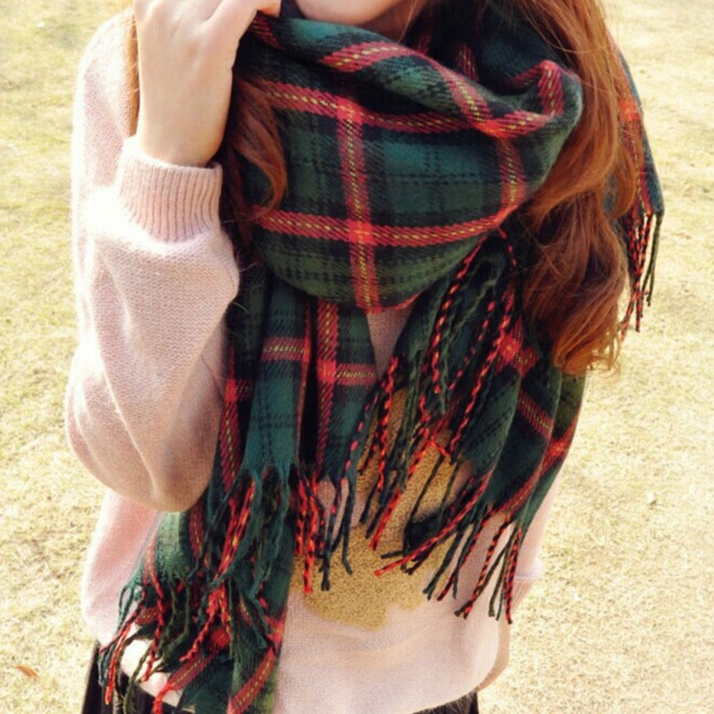 - New blanket plaid scarf